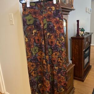 Orange and Purple Dress Pants with Vibrant Floral Pattern